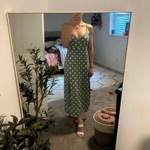Green polka dot dress